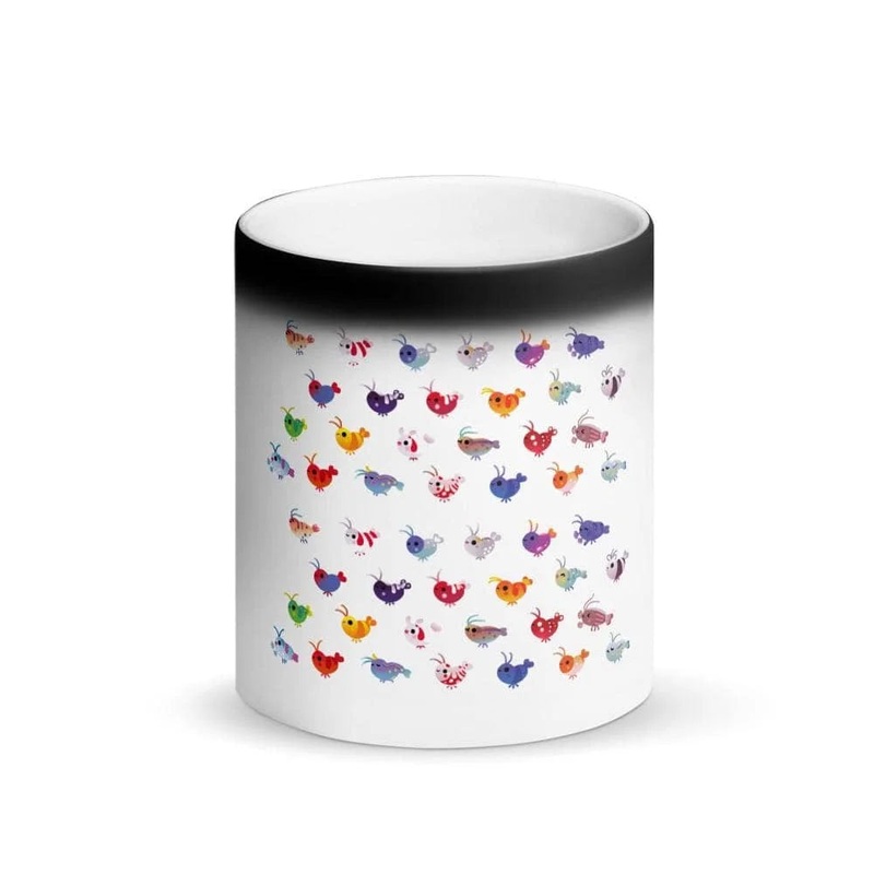 Matte Black Cute Shrimps Magic Mug