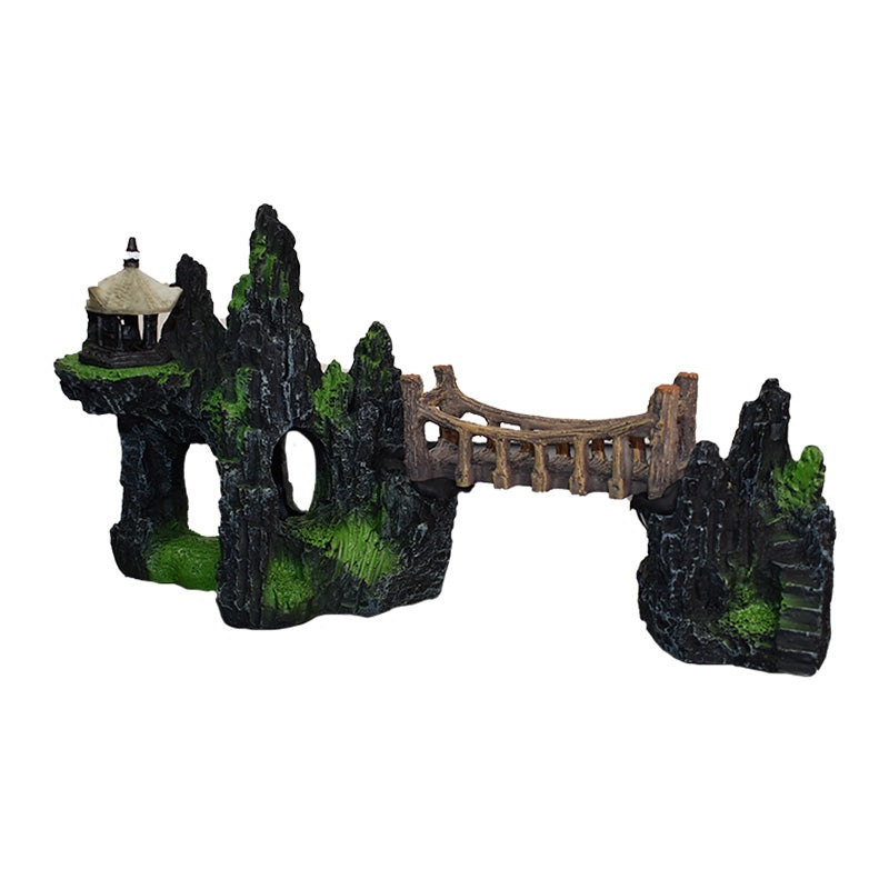 Wood Bridge with Mountains Ornament