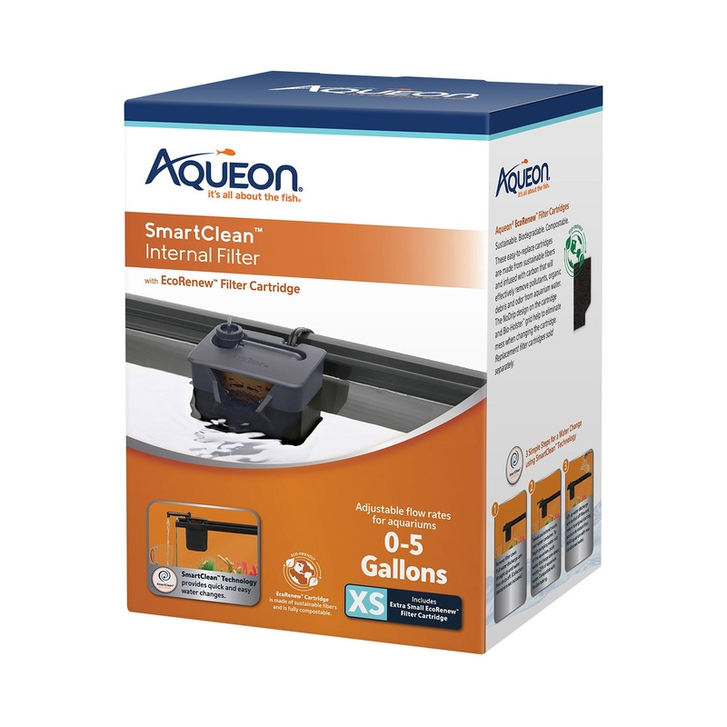 Aqueon QuietFlow SmartClean Internal Power Filter - 5g