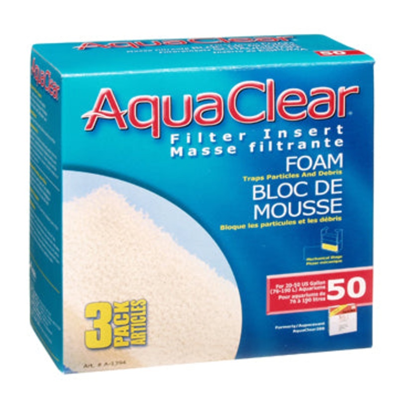 AquaClear 50 Foam Filter insert, 3 pack