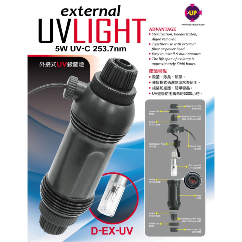 UP UV Light (D-EX-UV External Inline / 5W)