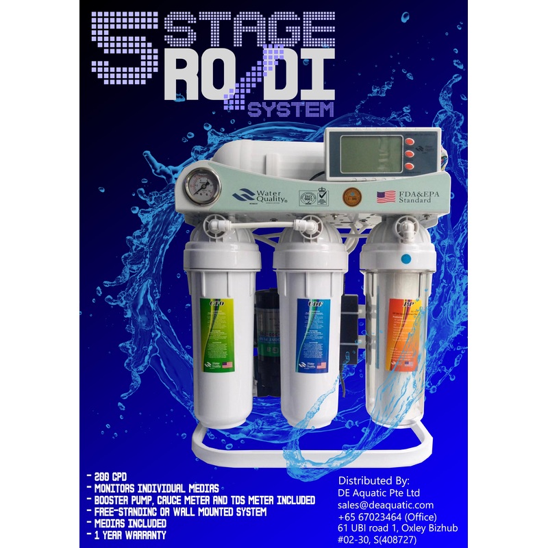 5 STAGE RO/DI UNIT 400GPD WITH BOOSTER PUMP AND COMPUTER DISPLAY