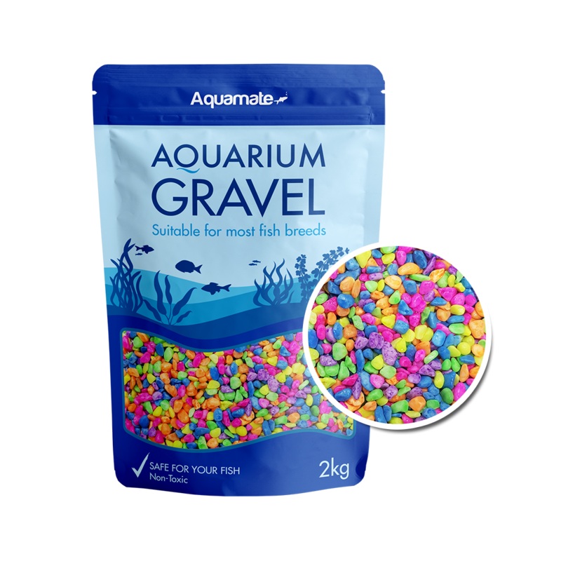 Aquamate - Coloured Gravel 2kg (Fluro Multi Colour)