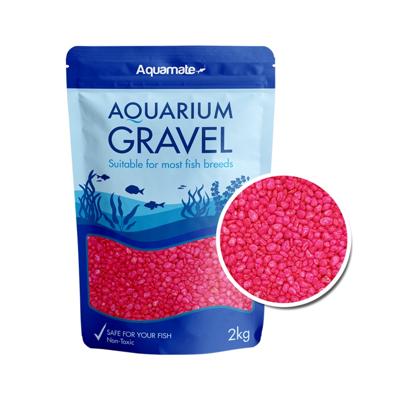 Aquamate - Coloured Gravel 2kg (Fluro Pink)