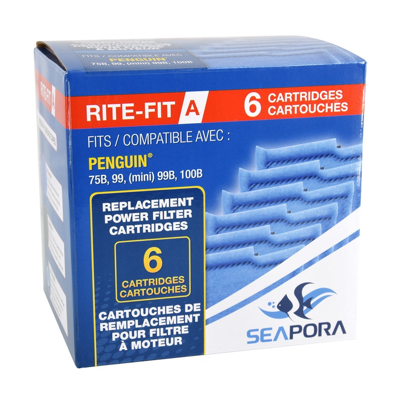 Seapora Rite-Fit A Cartridges for Penguin Power Filters 75B/99 (Mini)/99B/100B