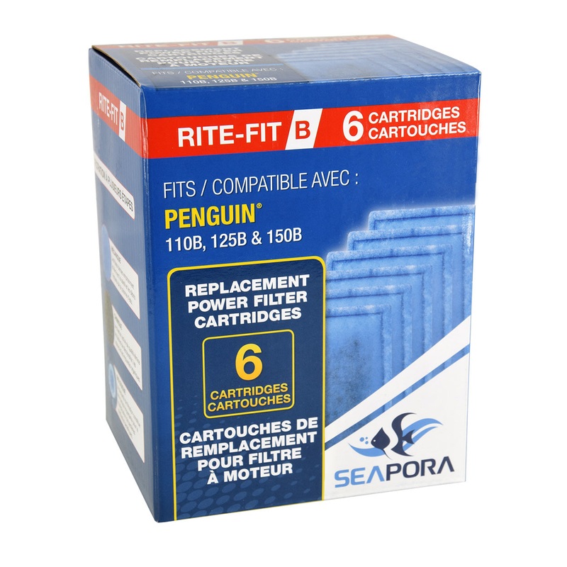 Seapora Rite-Fit B Cartridges for Penguin Power Filters 110B/125B/150B