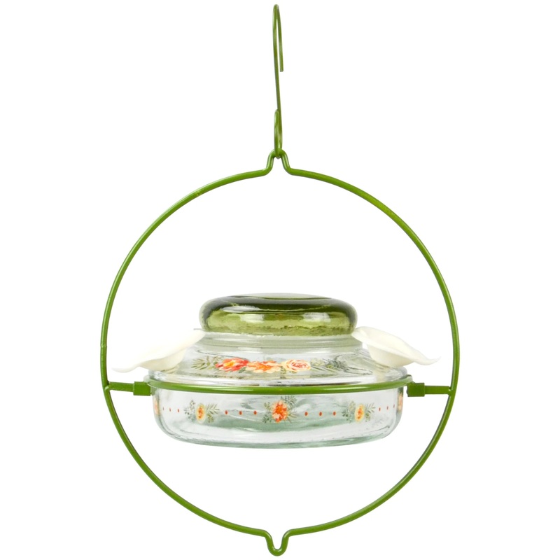 Nature's Way Decorative Glass Top-Fill Hummingbird Feeder Gardenia Bouquet