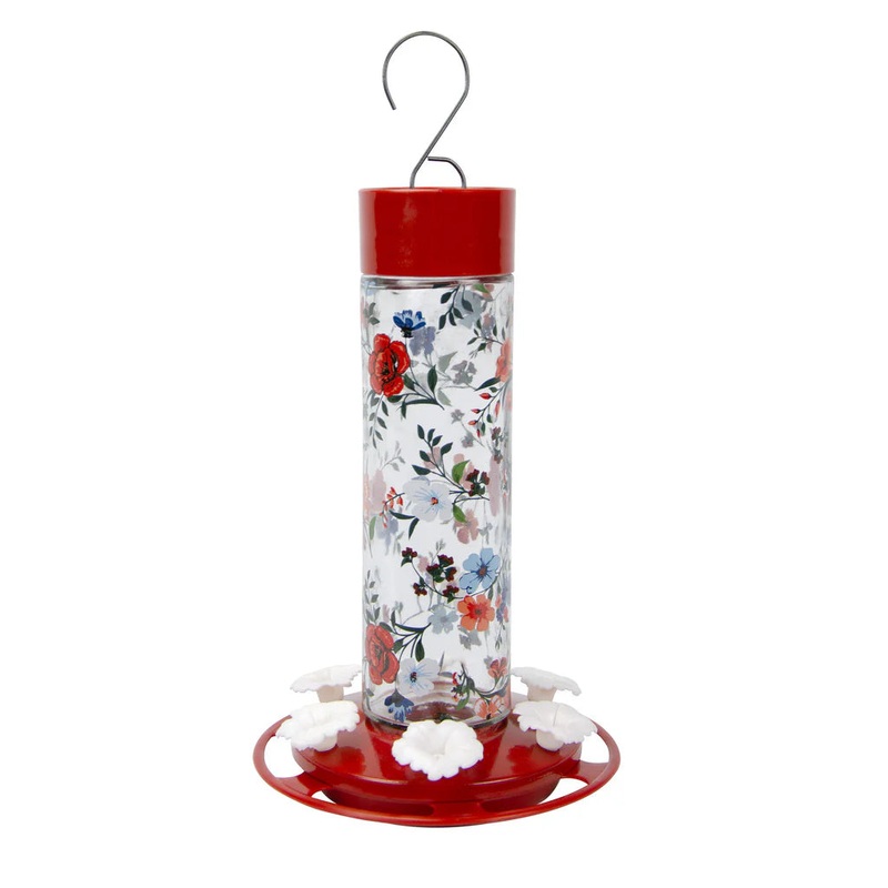 Nature's Way Vintage Blossom Decorative Glass Hummingbird Feeder