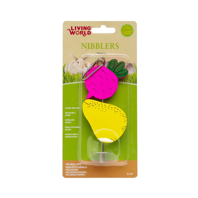 Living World Nibblers Wood Chews Beet & Pear On A Stick
