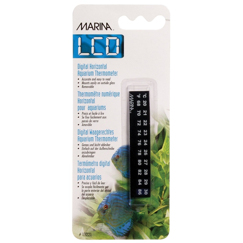 Marina Horizontal LCD Aquarium Thermometer - Centigrade - Fahrenheit - 20 to 30 C (68 to 86 F)