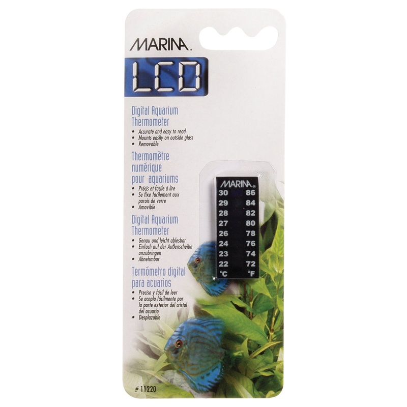 Marina LCD Aquarium Thermometer - Centigrade - Fahrenheit - 22 to 30 C (72 to 86 F)