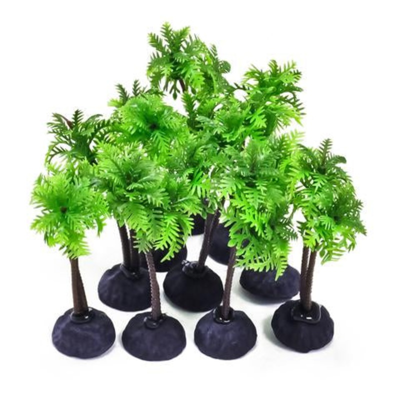Aquatop Palm Tree Plastic Plant 4 Inch (10 Pack)